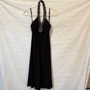 Spencer Jeremy Halter Back Rhinestone Cocktail Dress Sz 8 Black